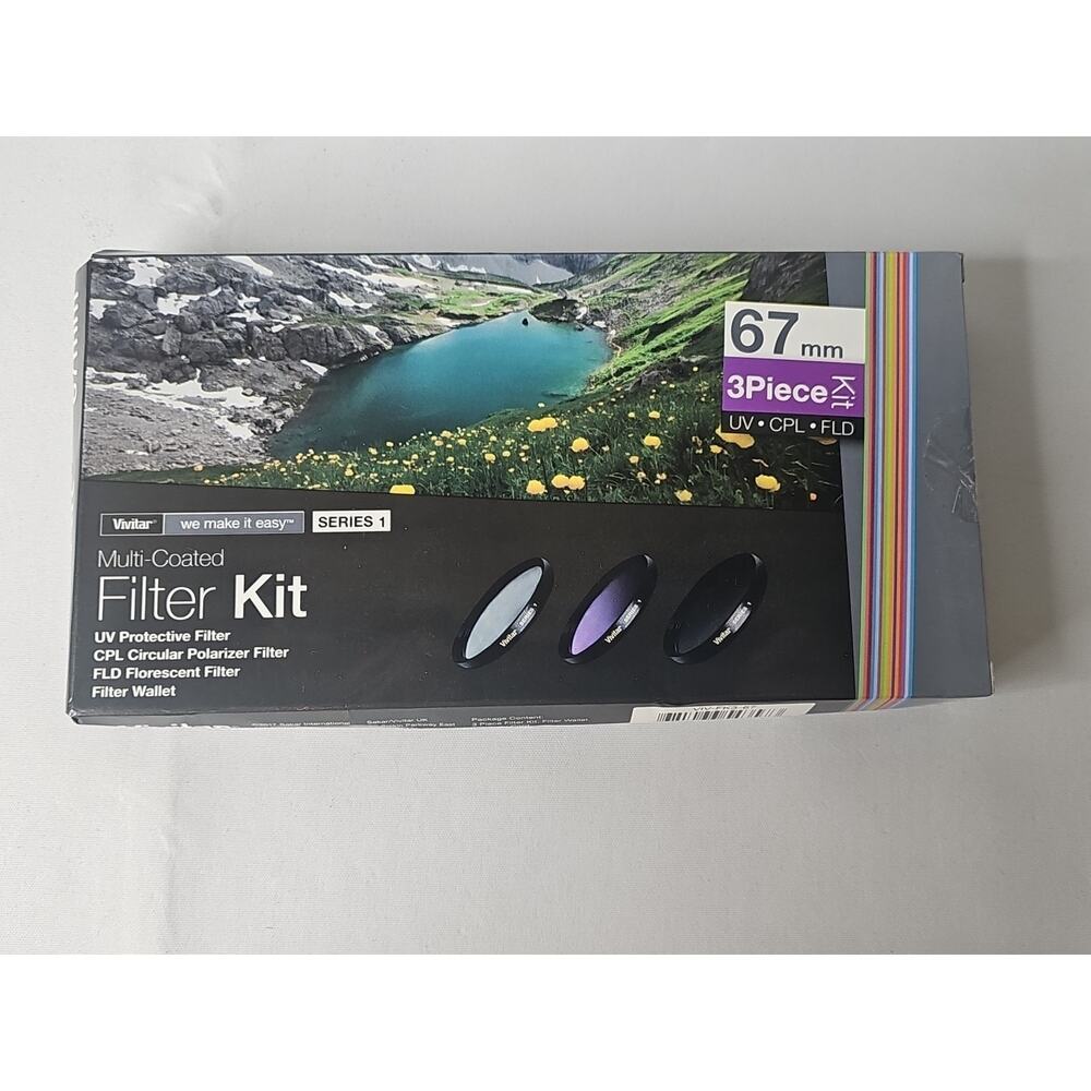 Vivitar 67mm Multi Coated 3 Piece Filter Kit UV CPL FLD VIV-FK3 + Filter Wallet